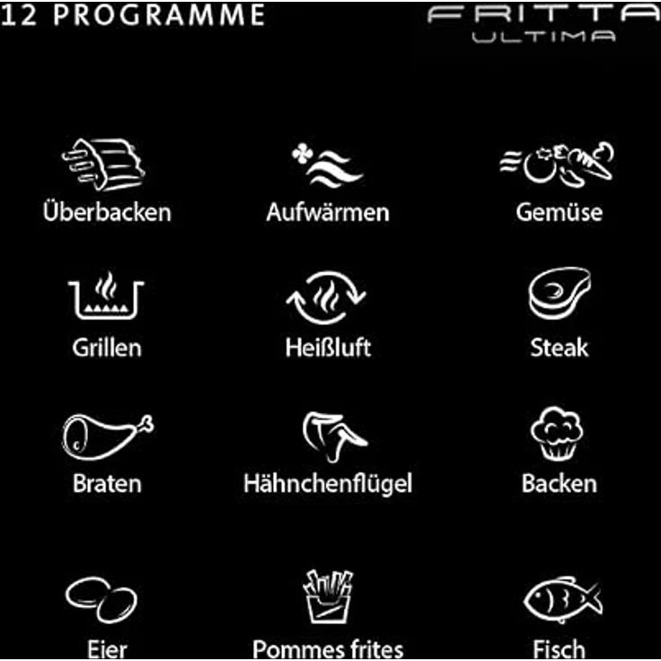 eta Fritteuse Fritta Ultima, 1700 W Heißluftfritteuse mit 12 Programmen, schwarz, 6,5 l Fassungsvermögen und LED-Display – Bild 3