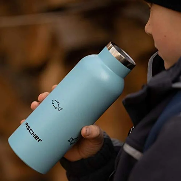 FISCHER Fahrrad-Trinkflasche Boy, Edelstahl, blau – Bild 3