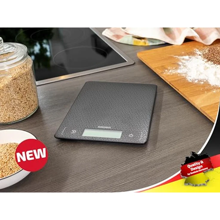 Soehnle Küchenwaage Page Comfort Mosaic, digitale Haushaltswaage mit großer Wiegefläche, bis zu 10kg (1-g-genau), schwarz – Bild 2
