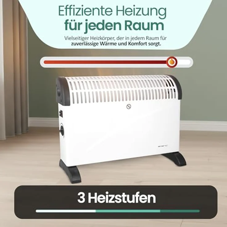 Emerio Konvektor Heizung CH-121858.2, 2000W, 3 Heizstufen, Überhitzungsschutz, für Räume bis 25 m², weiß – Bild 2