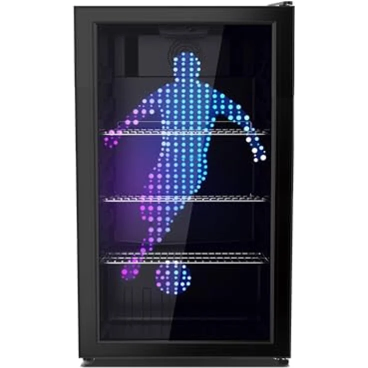 PKM GKS83FC1 Flaschenkühlschrank, 89 Liter, Touch Control, Umluft-Kühlung, blaue LED-Beleuchtung, Schwarz – Bild 1