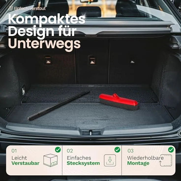 Novaliv Kehrgarnitur 19706-19705-19522, Gummibesen mit Teleskopstiel und Kehrgarnitur für Friseure, vielseitig einsetzbar auf verschiedenen Bodenbelägen, Made in Germany – Bild 7