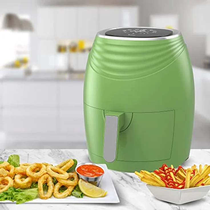 TurboTronic by Z-Line Heißluftfritteuse 3,5 Liter, 7 Programme, Fettfrei ohne Öl, Retro digital Airfryer AF11D, 1200W, Blau – Bild 5
