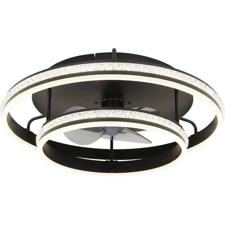 GLOBO LIGHTING Deckenventilator, Luxus Deckenlampe mit Fernbedienung, dimmbar, schwarz, Durchmesser 60 cm, Rechts- und Linkslauf, LED 2000 Lumen