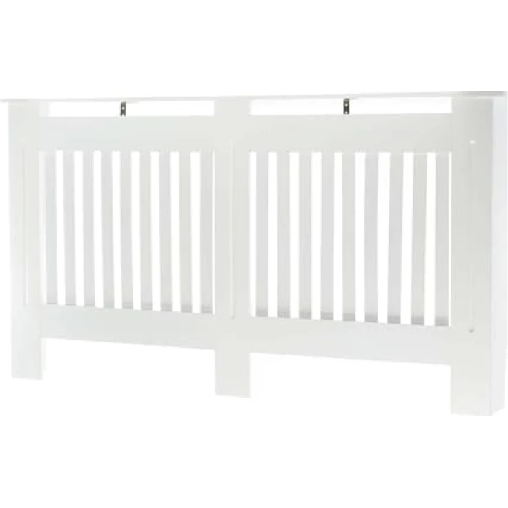 Toboli Heizkörperverkleidung Weiß, 172x19x82cm MDF Heizkörperabdeckung mit Lamellenoptik und kindersicherem Design – Bild 8
