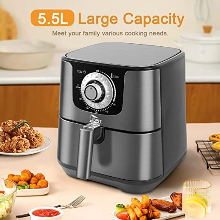 Heißluftfritteuse, 5.5L XXL Airfryer Uten Heissluftfriteuse 1700W Luftfritteuse mit Vorheizen & Warmhalten, für 2-8 Personen, 32 Rezepte – Bild 5