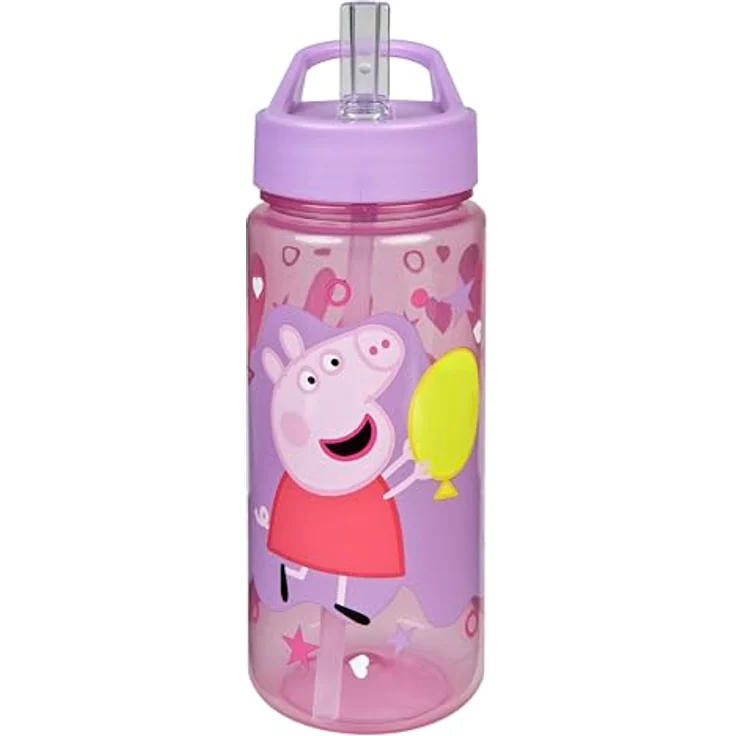 Peppa Pig Trinkflasche, 500 ml Getränkehalter für Schule und Freizeit, rosa – Bild 1