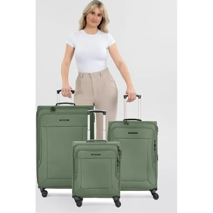 Franky, Koffer, Melbourne 3.0 4-Rollen Kofferset 3tlg. mit Dehnfalte, Grün, (90 l, XL) – Bild 8