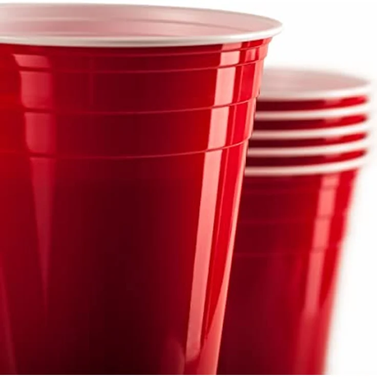 Rote Partybecher 100 Stück Beer Pong Party Cups Extra Starke Bierpong Becher Rot Kunststoffbecher Plastikbecher Original USA Turnierbecher Camping Wiederverwendbar 16oz 473ml Vivaloo – Bild 6