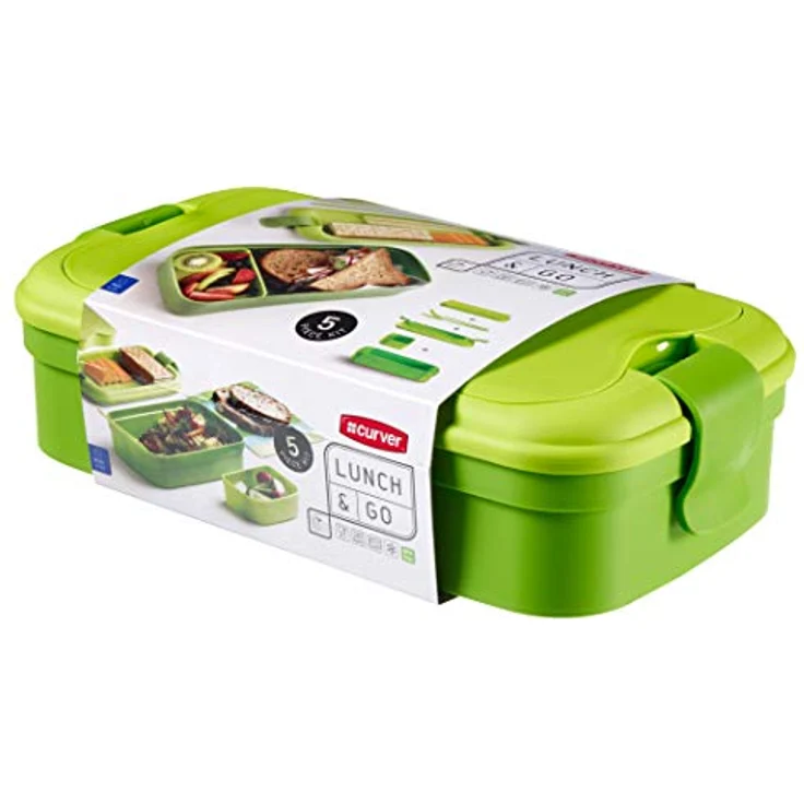 CURVER Besteck Lunchbox, Plastik, grün, 23.5 x 13.5 x 6.3 cm – Bild 3