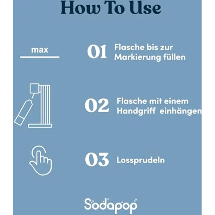 Sodapop Wassersprudler Cooper Pro, schlankes Design, 1x 850ml PET-Flasche, weiß – Bild 5