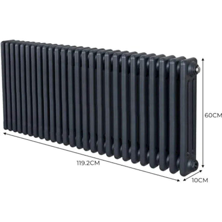 Monster Shop Traditioneller 3-Spalten-Heizkörper 600 x 1192mm | Matt Anthrazit Grau Kohlenstoffstahl | Hohe Wärmeleistung - 6255 BTU | Stabile Montage & leichte Wartung – Bild 5