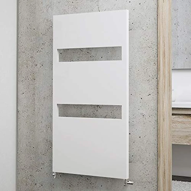 Schulte Bad-Heizkörper Turin, 114 x 60 cm, 438 Watt Leistung, Mittelanschluss und beidseitig von unten, Alpinweiß, Handtuchhalter-Funktion, EP113560 04 – Bild 3