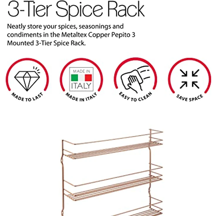 Metaltex Pepito Gewürzregal, Metall, Kupfer, 3 Etagen – Bild 4