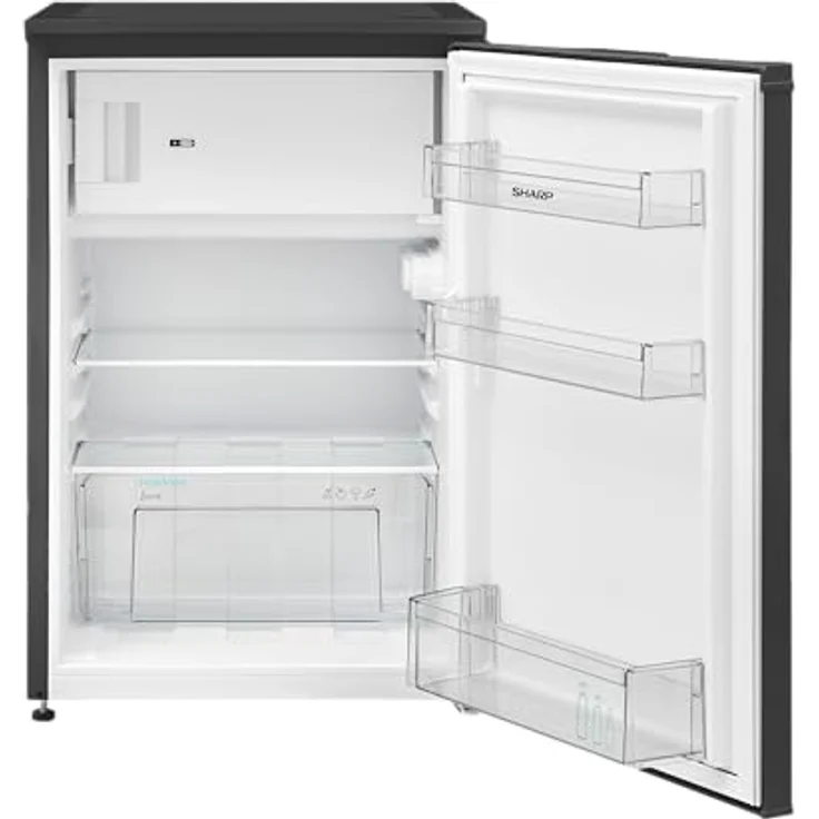 Sharp SJ-UD121T2B-EU Kühlschrank mit Gefrierfach, 121L Nutzinhalt (105L Kühlraum, 17L Gefrierfach), stufenlose Temperaturregelung, LED Innenbeleuchtung, schwarz – Bild 1