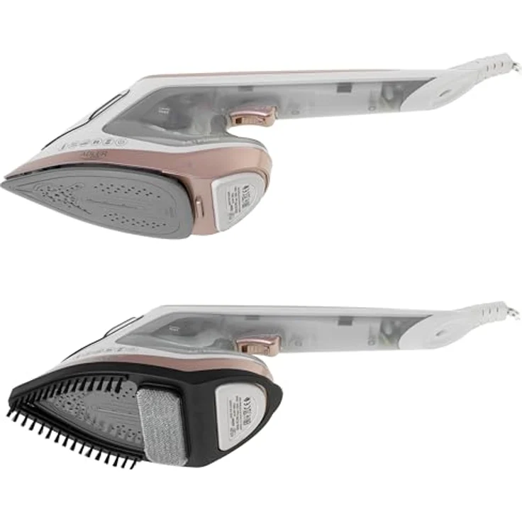 Adler Dampfbügeleisen AD 5044, 2 in 1 Kleidungsdampfer und Bügeleisen, Keramiksohle, weiß, gold – Bild 3