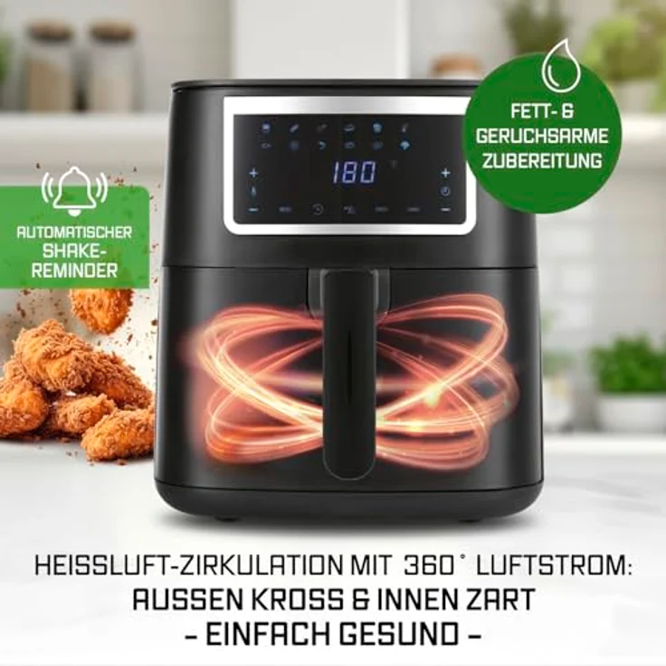 "GOURMETmaxx Heißluftfritteuse 6,5 l, Airfryer mit Touchscreen, Timer und 11 Programmen" – Bild 4