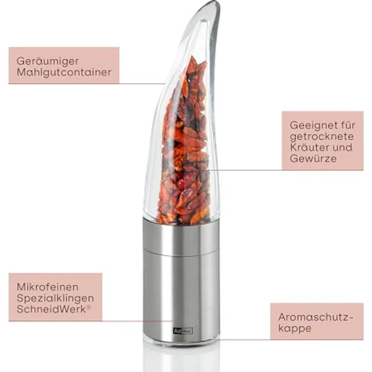 Adhoc Chilli- und Gewürzschneider PEPE - Spezialschneidemechanismus, für den optimalen Schnitt von getrockneten Kräutern und Gewürzen entworfen – Bild 6