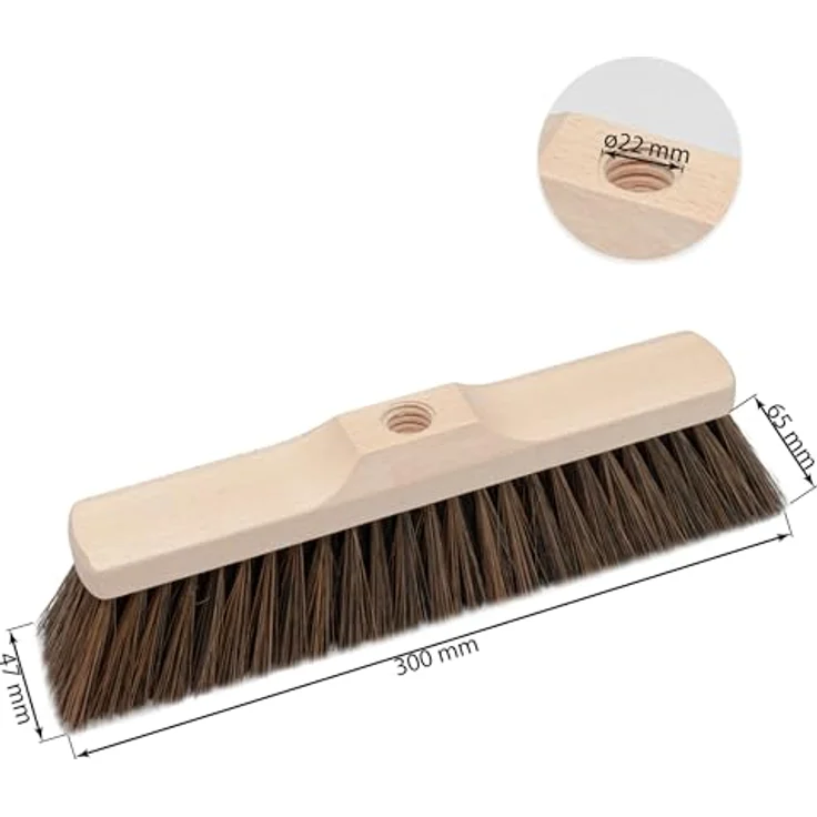 woplus Zimmerbesen 30 cm mit 120 cm Buchenholzstiel – ergonomischer Kehrbesen mit 22 mm Gewinde und weichen PET-Borsten für empfindliche Böden – Bild 2