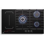 Klarstein MultiChef 5 Induktionskochfeld Mit Gaskochfeld - Flexzone, 10,6 Kw, Stop&Go, Gusseisen, Schwarz, 87,5 Cm