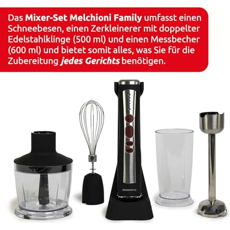Melchioni 118420039 Mixer Tischmixer 200 W Schwarz, Edelstahl, Transparent, kabellose Freiheit und Vielseitigkeit – Bild 4