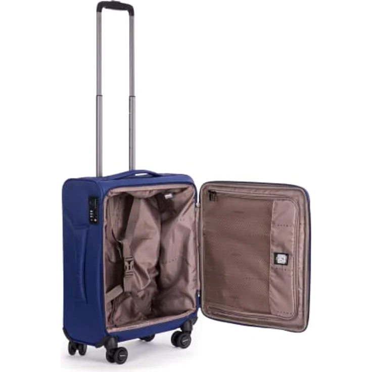 Stratic Light + Koffer Weichschale Reisekoffer Trolley Rollkoffer Handgepäck, TSA Kofferschloss, 4 Rollen, Erweiterbar, Größe S, Blau – Bild 5