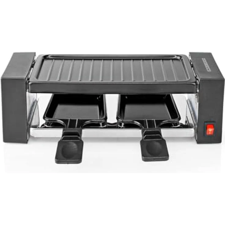 Melissa 16300031 Raclette Schwarz, kompakt für 2 Personen mit abnehmbarer Grillplatte und Antihaftpfannen – Bild 1