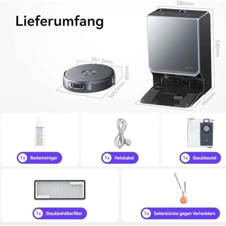 NARWAL Flow 2, Saug- und Wischroboter mit All-in-One-Station, 31.000 Pa Saugkraft, FlowWash-Wischsystem mit 60 °C Heißwasser und 100 °C Moppwäsche – Bild 13