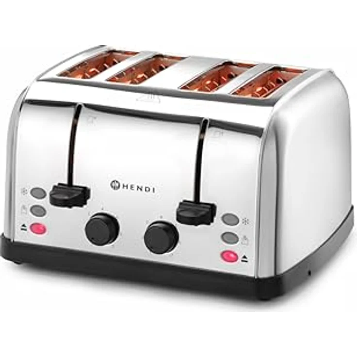 HENDI Toaster 4 Schlitz - 7 Bräunungsstufen - Edelstahl, extrabreite Toastschlitze, 7 Toaststufen, 3 Programme - Satiniert/Glänzend – Bild 5