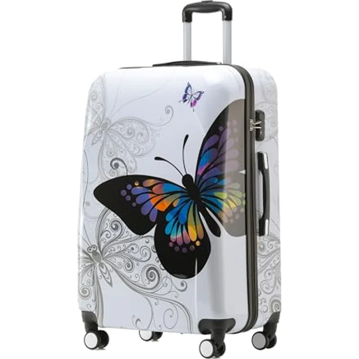 BEIBYE Butterfly 2060, 4-tlg. Hartschalen Kofferset mit TSA-Schloss, inkl. Handgepäck & Beautycase, XL-75cm, robust und leichtgängig mit 360° Rollen – Bild 1