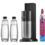 SodaStream DUO, Soda- und Sprudelwassergerät in Schwarz, inkl. 2 Glaskaraffen und 1 x 60-l-Gasnachfüllung