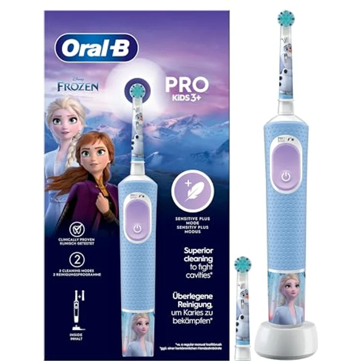 Oral-B Vitality Pro Kids Frozen HBOX, Batteriebetriebene Zahnbürste, Schwarz