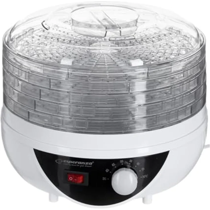 Esperanza EKD002 Dörrautomat, 250W, Stapelsystem, 5 Ablagen,Temperaturregler, Kunststoff, rund, weiß – Bild 2