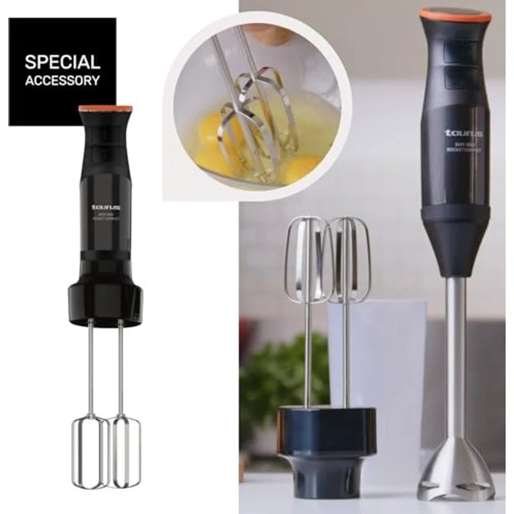 Taurus BAPI 1200 Rocket - Stabmixer 1200W | 20 Geschwindigkeitsstufen | Turbofunktion | Edelstahlklingen | Doppel-Schneebesen | Ergonomisches Design | 500 ml Messbecher - Robustheit – Bild 5