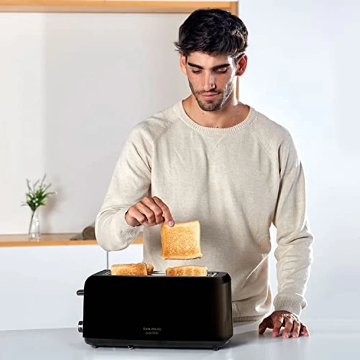 Taurus Amazing TO3000 - Brotröster 1450W, 2 extra lange und extra breite Schlitze, 6 Toaststufen, 3 Zusatzfunktionen, Selbstzentrierung, Krümelfach – Bild 2