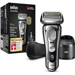 Braun Series 9 Pro Premium Rasierer Herren, 4+1 Scherkopf, Elektrorasierer & Trimmer, Reinigungsstation, 60 Min Laufzeit, 9466cc, chrom