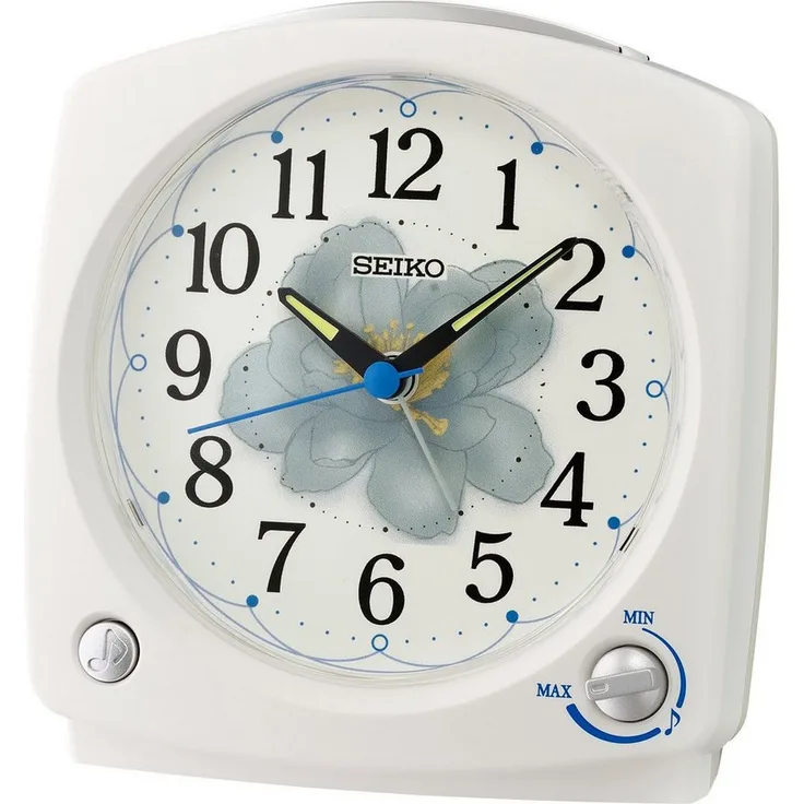 Seiko Quarzwecker mit Vogelstimmen, Weiß, 5 Weckmöglichkeiten, Schlummerfunktion, Zifferblattbeleuchtung