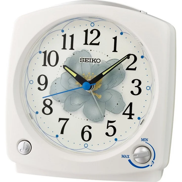 Seiko Quarzwecker mit Vogelstimmen, Weiß, 5 Weckmöglichkeiten, Schlummerfunktion, Zifferblattbeleuchtung