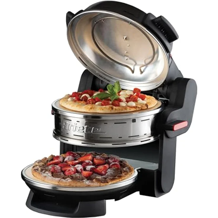Ariete Forno Pizza Doppio 927, Pizzaofen mit 5 Kochstufen, 2 feuerfesten Antihaft-Platten, Max. Temperatur: 400°C, 2 Thermostate, Schwarz – Bild 1