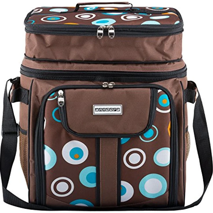 Anndora Picknicktasche braun retro Kühltasche inkl. Zubehör 4 Personen 29 Teile – Bild 4