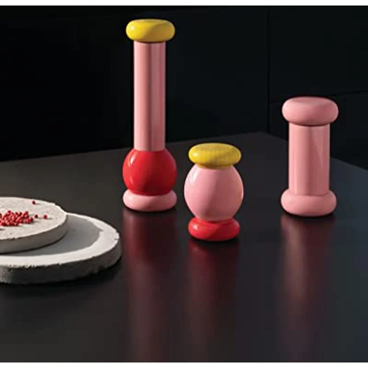 Alessi ES18 2 Salz-/Pfeffer-und Gewürzmühle aus Buchenholz, rosa, 100 Values Collection, Steel, Gelb, Rot, Pink – Bild 3