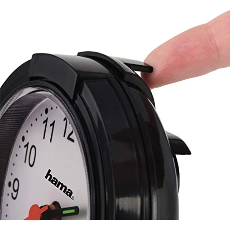 Hama analoger Wecker "Classic", batteriebetriebene Uhr ohne Ticken mit fluoreszierenden Zeigern und Hintergrundlicht, schwarz, 12,5 x 6,5 x 17 cm – Bild 4