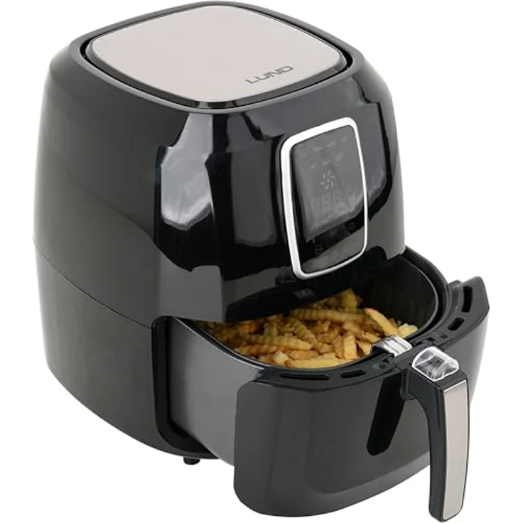 YATO Heißluftfritteuse YP-1800S, 1800 W Airfryer mit 8 L Fassungsvermögen, digitalem LED Touchscreen, 7 Programmen, multifunktional Frittieren, Backen, Grillen, Auftauen – Bild 5