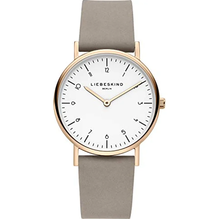 Liebeskind Berlin Armbanduhr LT-0167-LQ IP roségold grau, Damenuhr mit Edelstahlgehäuse, grauem Lederarmband und rosègoldenen Indexen – Bild 1