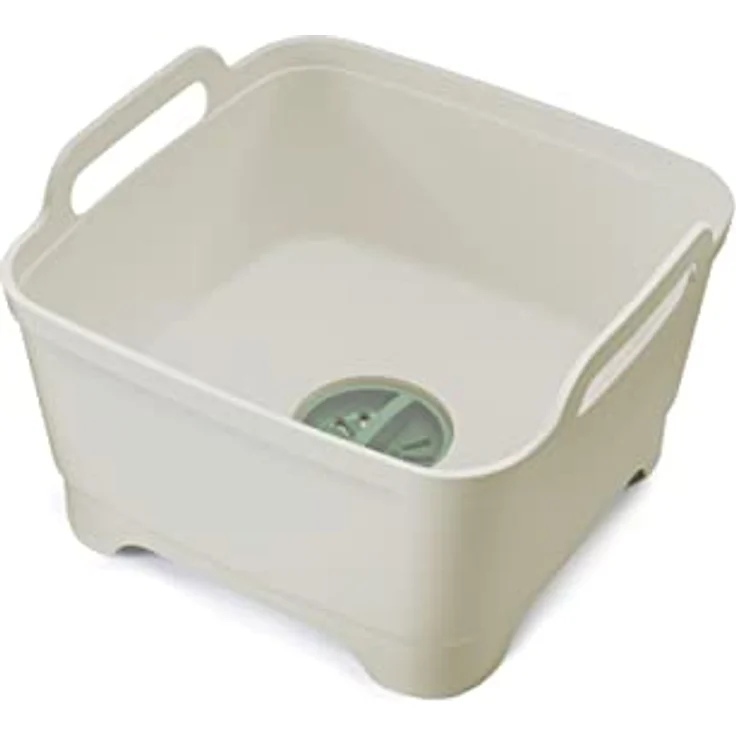 Joseph Joseph Wash & Drain - Kitchen Spülschüssel, Abwaschschüssel mit Griffen und Ablaufstopfen, 9 Liter - Stein/Grün – Bild 1