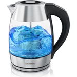 Arendo BEST TEA, Wasserkocher Teekocher aus Glas & Edelstahl, 1,8 l, 2200 W, Temperaturwahl 40°C – 100°C, Warmhaltefunktion, Überhitzungsschutz, Teesieb