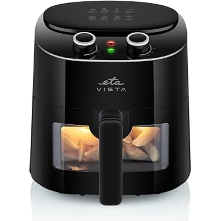 ETA Heißluftfritteuse Vista I 4.3 Liter Fritteuse I 1300 Watt I 160-220°C I Ansichtsfenster I Touch Display I Timer