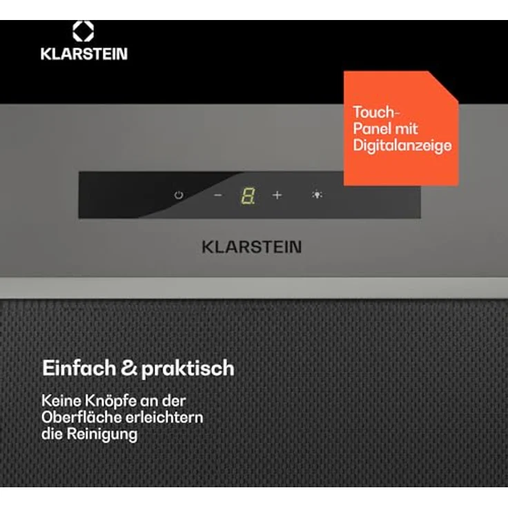 Klarstein Dunstabzugshaube 52cm, Abluft/Umluft-Dunstabzugshaube mit Filter, LED-Beleuchtung, Timer & Touch-Bedienfeld, Leise Einbau-Abzugshaube mit 439 m³/h Luftstrom, Edelstahl-Dunstabzug – Bild 5