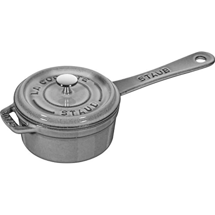 STAUB Mini Stieltopf / Kasserolle, 10 cm, 0,25 L, aus Gusseisen, für alle Herdarten, Graphitgrau, Made in France – Bild 1