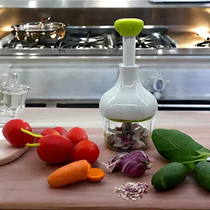 Cheffinger Zerkleinerer Multischneider Manuell, 900ml Behälterkapazität, weiß/grün – Bild 6